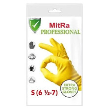 Перчатки хозяйственные латексные MitRa Professional, с х/б напылением (S) цвет Желтый (х1/144) Таиланд