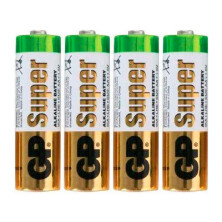 Батарейки алкалиновые 4 шт., LR06-АА, GP Super, GP 15ARS-2SB4 (х4/96) Китай