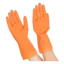 Перчатки резиновые флокированные Премиум, размер S, пар